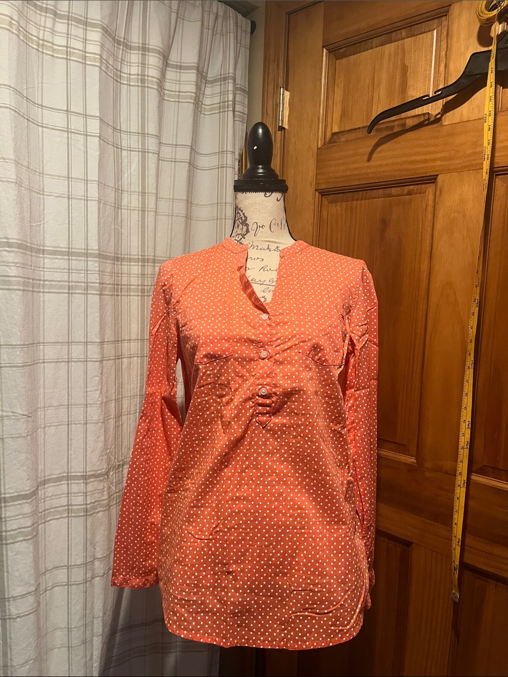Tommy Hilfiger Coral Polka Dot Long-Sleeve Tunic